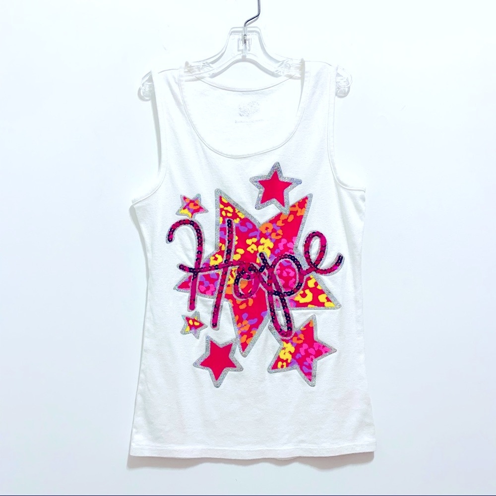 Justice Girl’s White Sequins Tank Top “Hope”